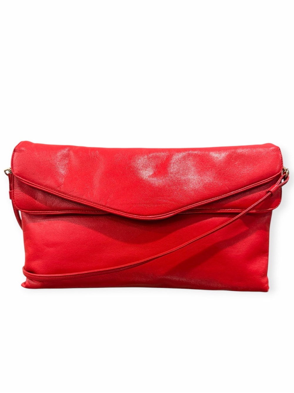 TOHPO Vintage Red Genuine Leather Crossbody Shoulder Bag Gold-Tone Hardware
